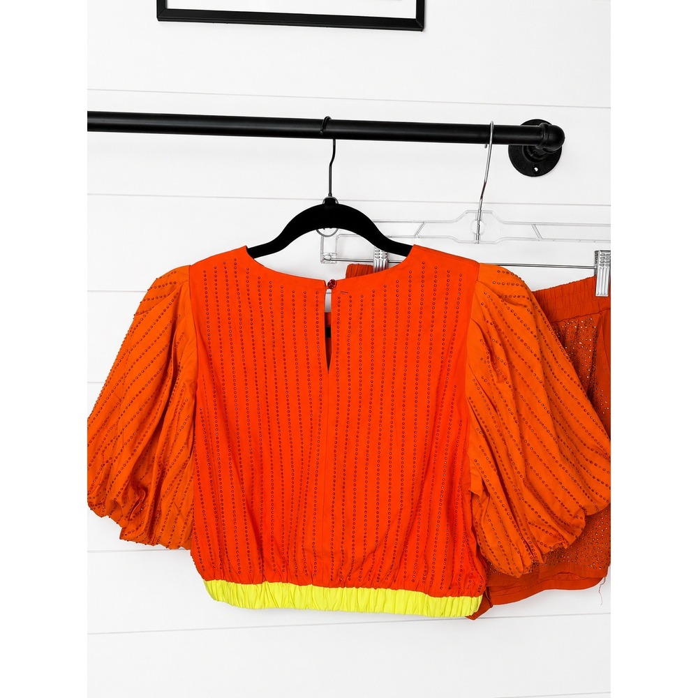 NWT Queen Of Sparkles Orange Rhinestone Smiley Face 2 Piece Set -MSRP: $162 - S - Picture 5 of 7